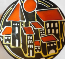 Reguly jelzésű kerámia iparművészeti tál - mid century - 27 cm