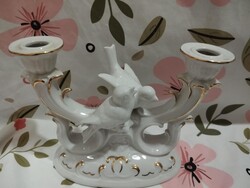 2500/19 Lippelsdorf német porcelán madaras dupla gyertyatartó