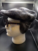 Szuper férfi 57 / S téli bélelt, gyapjú, fülvédős lapos sapka / flat cap