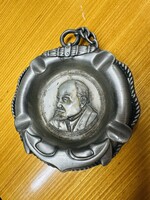 Fém, retró, szocialista hamutál Lenin arcképével