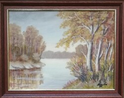 Nagy Éva (1954-) Vízparti fák - 30x40 cm.