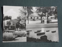 Képeslap,Agárd,Velencei tó,mozaik,tópart,üdülő,borozó,étterem,park,szobor látkép, 1962-