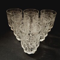 Csiszolt kristály pálinkás, röviditalos poharak, 6 db egyben, 6 cm