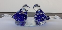 Gyönyörű Muránói  üveg madárka pár, levélnehezék 22 cm