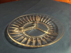 Régi osztott üveg kínáló tál - 19 cm átm.