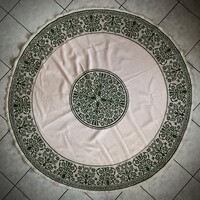 Zöld magyaros asztalterítő kerek népi tulipános terítő 140 cm