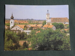 Képeslap,Abony,templom község látkép,részlet, 1985-