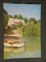 Képeslap,Abaliget,Turistaszálló,cseppkőbarlang,csónakázótó látkép,részlet, 1975-