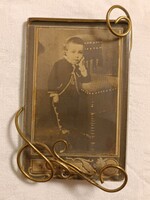 Visit portrait, vizit kártya, igazi régiség eredeti réz keretben, fotográfia, régi fotó, fénykép