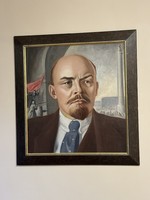Lenin, nagy méretű festmény, 1950 körüli (92 x 86cm)