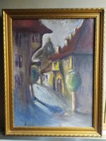 ANTIK SZIGNÁLT OLAJ, VÁSZON FESTMÉNY EREDETI KERETÉBEN, HIBÁTLAN 59 x 46 CM