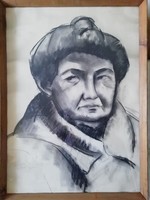 Angyalföldi Szabó Zoltán - portré üvegezett, eredeti keretében, szignózott, hibátlan 86 cm