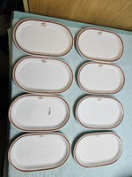 A0905 Alföldi Kristály Vendéglátó Vállalat tripla barna csíkos virslis tányér 8 db 25x15 cm