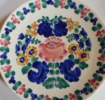 Wloclawek kézzel festett fajansz tál 31 cm - 60-as évek