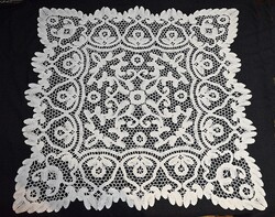 Vert csipke kézimunka terítő , lakástextil dekoráció , asztalközép 125 x 120 cm