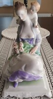 Herendi porcelán tavasz nő Puttóval