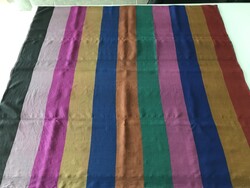 Színes csíkos selyemkendő, 89 x 85 cm