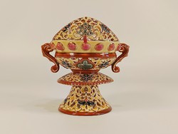ZSOLNAY IVORY WANDA ANTIK PORCELÁN SZÉLES SZÁJÚ KIS KEHELY MÉLYNYOMÁSOS FORMASZÁM HIBÁTLAN (R015)