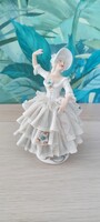 Antik német Unterweissbach porcelán, táncoló tüllszoknyás nő