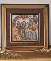 Jelzett tűzzománc kép gyönyörű színvilágú  29 cm x  29 cm