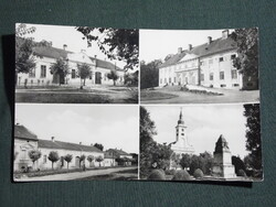Képeslap,Bóly,mozaik,Batthyány-kastély,gyermekotthon,emlékmű,templom látkép,részlet,1968-