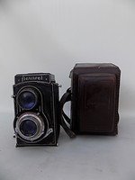 Csehszlovák MEOPTA gyártmányú Flexaret IV tüköraknás fényképezőgép 1940-ből. eredeti bőr tokjában