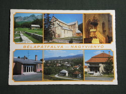 Képeslap,Bélapátfalva,Nagyvisnyó,mozaik,apátsági templom,posta,tanácsháza látkép,1988-