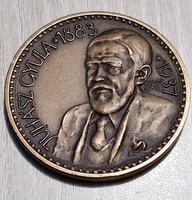 Tóth Sándor (1933-2019) Juhász Gyula bronz emlékérem (4 cm)