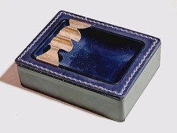 Hamutál szivar hamutálca 12x9x3cm bőr műanyag fém