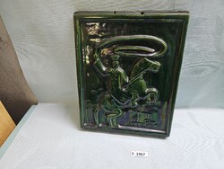 T1967 Hortobágyi csikós kerámia fali csempe 27x22 cm