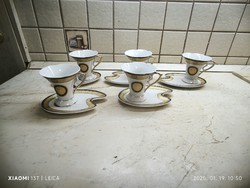 Porcelán reggeliző szett eladó! Capuccinó pohár alátéttel 5 db eladó!