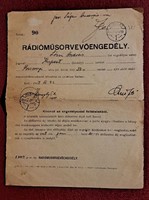 Rádióműsorvevőengedély  1948 kispest.Személyes átadás xv, VAGY POSTÁVAL.