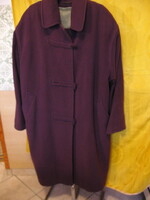 Sötét mályva színű női gyapjús kabát XXL