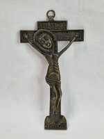 Különleges formájú réz kereszt vagy feszület szép állapotban 54 g. és 15,5 cm. hosszú