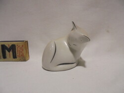 Hollóházi art deco alvó cica figura, nipp