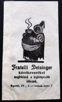 Fratelli Deisinger (Deisinger testvérek) kávéreklámos papírtasakja az 1930-as évekből