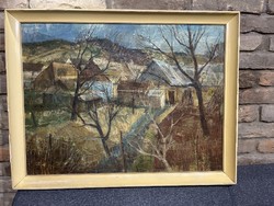 Udvary Pál 1900-1987 Olaj-vászon technikával  / Október címm