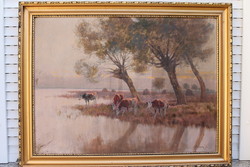 Olgyay Ferenc - Tehenek vízparton