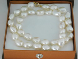 14 K Arany Gyöngy Nyaklánc Nagy 11 mm-es Baroque Gyönyörű Gyöngyökkel