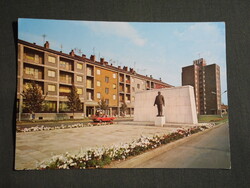 Képeslap,Békéscsaba,szabadság tér,Lenin szobor,emlékmű látkép,részlet, 1975-