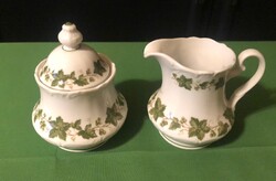 Gyönyörű Bavaria porcelán cukortartó és tejszinkiöntő,szőlőlevélmintás dekorral