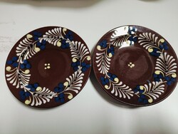 Városlődi majolika fali tányér pár - 16 cm