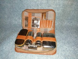 Retro utazó borotva készlet bőrtokban (A5)