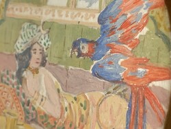MINIATÜR AQUARELL FESTMÉNY-csontlapra festve-jelzés nélkül-1880 körül eredeti keretében