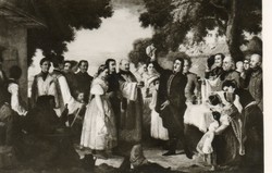 Képeslap: Csokonai a lakodalomban.