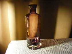 Vintage Krosno Art Glass ametiszt lila  fújt üveg palackváza  buborékos talppal  21 cm