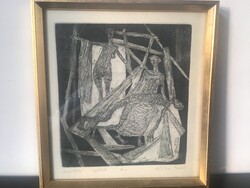 Rézkarc    Hamis Piéta 30x27cm.