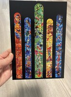 Marc Chagall, festett templomi üvegablakok képeslapon