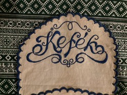 Hímzett vászon fürdőszobai kék-fehér tároló kefék