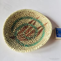Régi, ritka, érdekes retró kukorica mintázatú, rücskös tál, kínáló-Várdeák Ildikó?